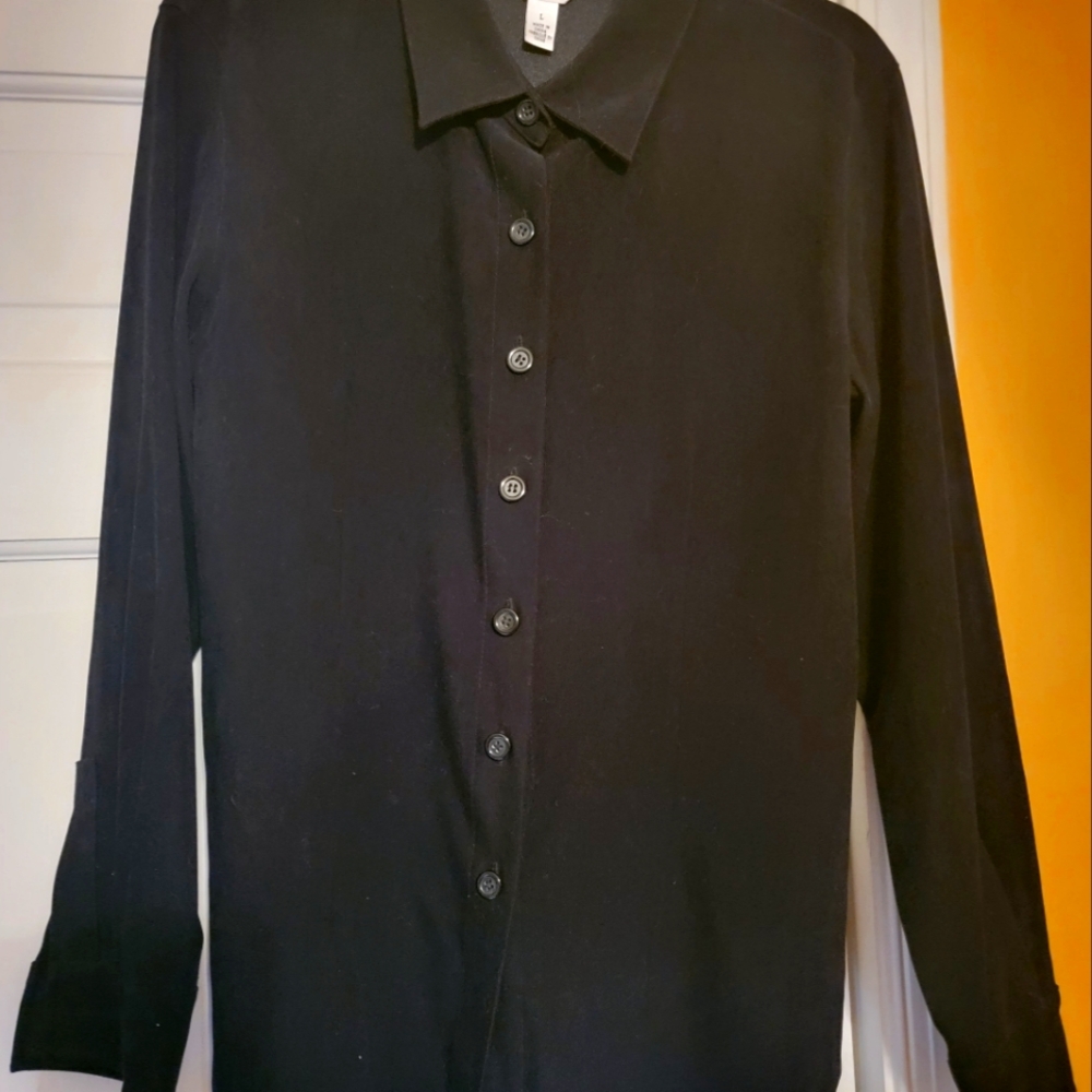 Talbots Black Button-Up Shirt